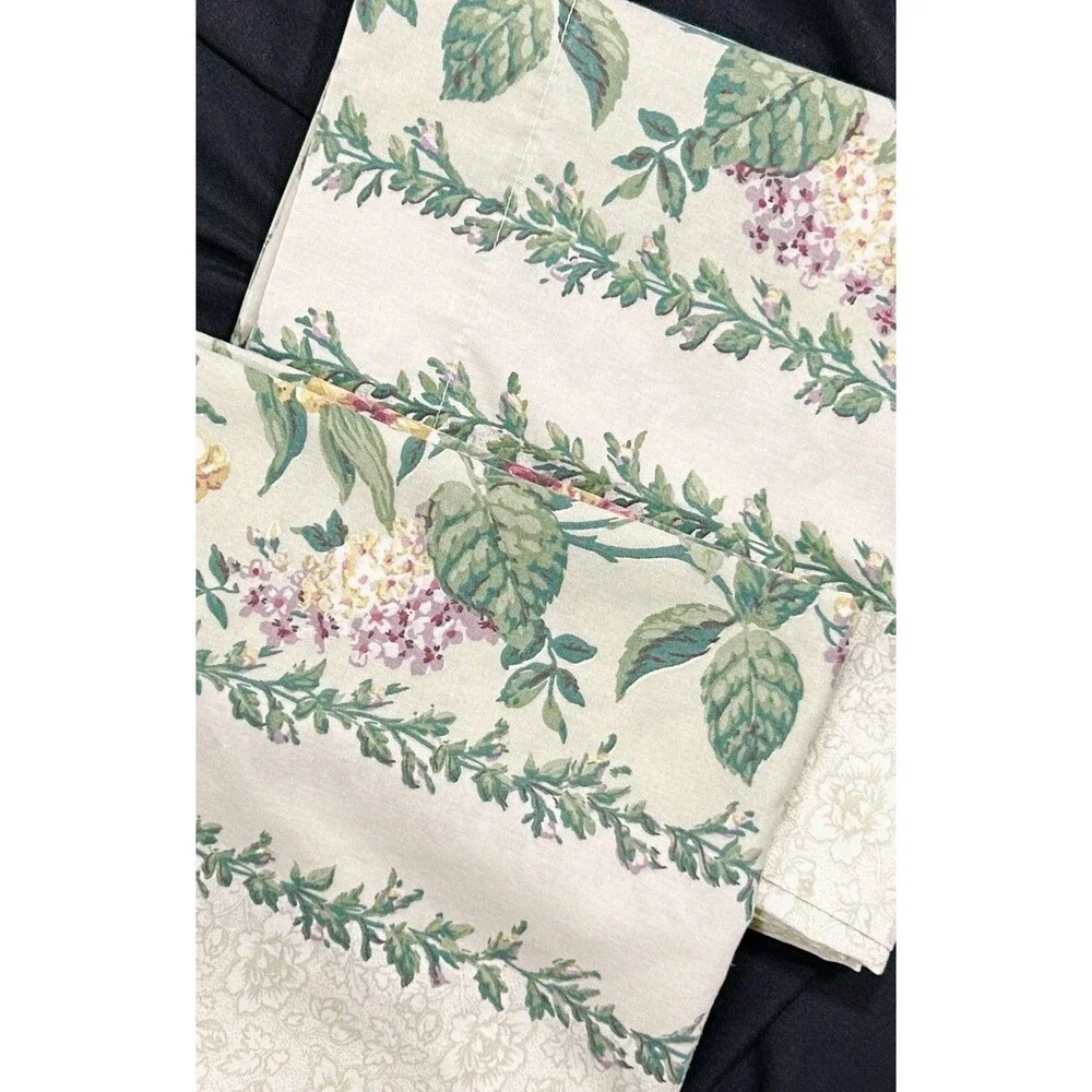 Vintage King Pillowcase Set Dan River Floral Percale Pinks Roses Vines READ